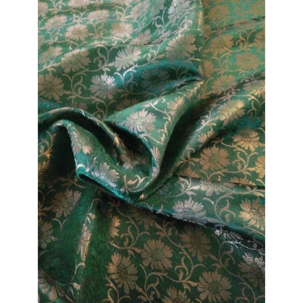 Green jamawar fabric 2.5 yards